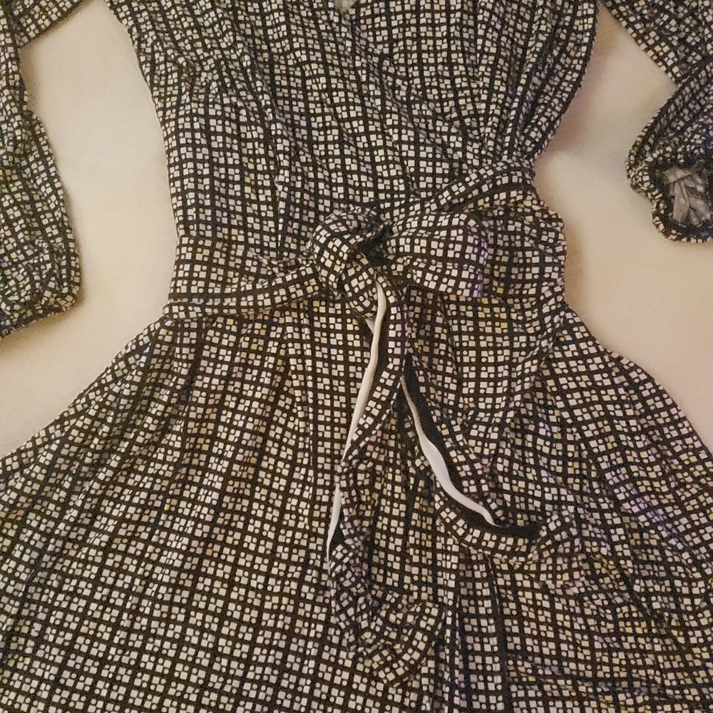 Chic Black White Checkered Square Patterned Dress… - image 5